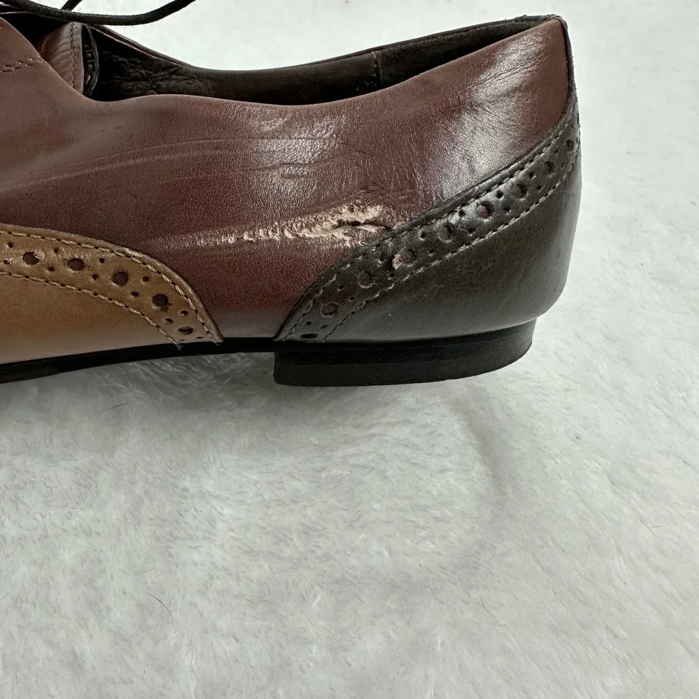 AGL Attilio Giusti Leombruni Brown Leather Wingtip Oxford Lace Up Shoes 38-1/2 - Picture 9 of 9